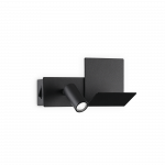 4,5W LED sieninis &scaron;viestuvas su skaitymo lempute KOMODO, juodas, 3000K