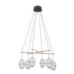 32W LED pakabinamas &scaron;viestuvas ALANI, juodos/aukso sp./skaidrus, 3000K