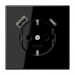 Ki&scaron;tukinis lizdas be rėmelio, su USB, juodas