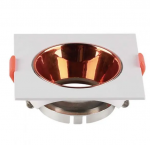 Lemputės laikiklis GU10, baltas, komplektuojamas su rausvo aukso sp. reflektoriumi