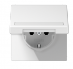 Ki&scaron;tukinis lizdas su įžeminimu ir dangteliu SCHUKO, baltas