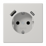 Ki&scaron;tukinis lizdas be rėmelio, su A ir C tipo USB, pilkas