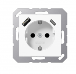 Ki&scaron;tukinis lizdas JUNG, su A ir C tipo USB, baltas