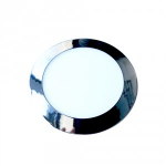 12W LED įmontuojama panelė V-TAC Slim, chromo spalvos, apvali, (3000K) &scaron;iltai balta