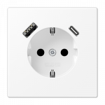 Ki&scaron;tukinis lizdas su įžeminimu ir USB krovikliais, LS 1520-15 CA, matinis lakuotas, baltas