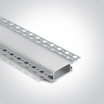 Įleidžiamas aliuminio profilis su PC baltu difuzoriumi, 2m. Komplektuojama su 2 poromis užbaigimų. Tinkama LED juostoms 37 mm.