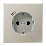 Ki&scaron;tukinis lizdas, su USB, nerūdijančio plieno sp., su papildoma kontaktų apsauga