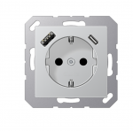 Ki&scaron;tukinis lizdas JUNG, su A ir C tipo USB, aliuminio sp.