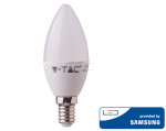 5.5W LED lemputė V-TAC, žvakės formos, E14, termoplastikas, 3000K (&scaron;iltai balta), SAMSUNG LED chip