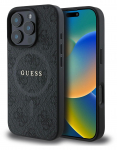 Dėklas Guess PU Leather 4G Colored Ring MagSafe Apple iPhone 16 Pro Max juodas