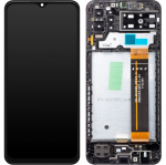 Ekranas Samsung A137 A13 4G 2022 su lietimui jautriu stikliuku ir rėmeliu originalus Black (service pack)