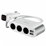 Automobilinis įkroviklis-&scaron;akotuvas Hoco Z13 su 2 USB jungtimi ir trimis jungtimis