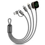 Daugiafunkcis įkrovimo laidas, 3 viename, skirtas &bdquo;Apple Watch&ldquo; ir &bdquo;iPhone&ldquo; &ndash; juodas, 23,5 cm