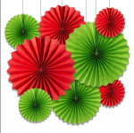 Žalios, raudonos pakabinamos vėduoklės 25 ir 30cm viso 8vnt A