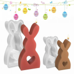 3D velykinio zuikučio silikoninės žvakių formos, 2 vnt.