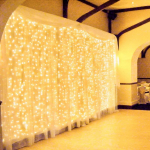 &Scaron;viesos užuolaida su 600 LED, 6m x 3m &ndash; &scaron;iltai balta