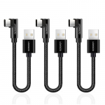 USB į USB C kabelis 20 cm 3 vnt. pakuotė 90 laipsnių kampu