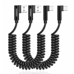 USB į USB C 2vnt spiraliniai kabeliai 1,5 m