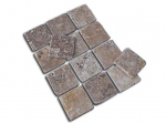 Travertino plytelės-mozaika GEA, be užpildo, sendintos 10x10x1 cm, m2