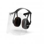 Sodininko apsauginės ausinės su apsauginiu skydeliu