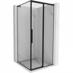 Mexen Rox L stiklinis du&scaron;o kabinos su stumdomomis durimis, de&scaron;inė 95 x 95 cm, juodas rėmelis, juoda - 8C2L-095-095-70-70-P