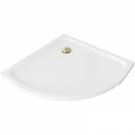 Mexen Flat pusapvalė plona du&scaron;o padėklas 70 x 70 cm, baltas, auksinė sifono - 41107070G