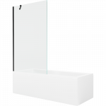 Mexen Cubik stačiakampė vonia 150 x 70 cm su korpusu ir 1-durų &scaron;irma 100 cm, skaidri, juoda - 550315070X9510000070