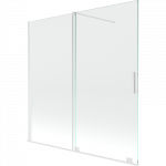 Mexen Velar vonios kambario pertvara, 2 dalių, stumdoma 160 x 150 cm, permatoma, balta - 896-160-000-01-20