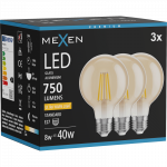 Mexen Vintis 3x LED filamentinė lemputė E27, G80, 8W, &Scaron;ilta - 2200K, 750 lm, gintarinė - L155-E27-0822-50x03