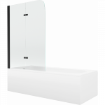 Mexen Vega stačiakampė vonia 160 x 70 cm su apdaila ir 2-durų 80 cm pertvara, permatoma, juoda - 550116070X9008027000