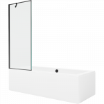 Mexen Cube stačiakampė vonia 180 x 80 cm su aptaisu ir 1-durytiniu pertvara 70 cm, juodas ra&scaron;tas - 550518080X9507007070
