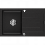 Mexen Bruno granito plautuvė 1 kamerų su nusausintuvu 795 x 495 mm, juoda, sifonas chromas - 6513791010-77