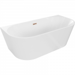 Mexen Oval laisvai pastatoma vonia prie sienos 150 x 75 cm, balta, perpildymo anga rožinis auksas - 52671507500-60