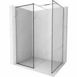 Mexen Kioto du&scaron;o pertvara Walk-in 130 x 120 cm, juodas rėmelis, chromuotas - 800-130-202-01-70-120