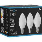 Mexen Nova 3x LED lemputė E14, C37, 7W, Neutralus - 4000K, 735 lm - L102-E14-0740-01x03
