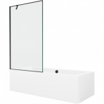Mexen Cube stačiakampė vonia 180 x 80 cm su apdaila ir 1-sparninė pertvara 100 cm, juodas ra&scaron;tas - 550518080X9510007070