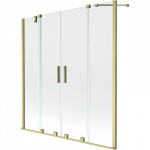 Mexen Velar Duo vonios ekrano dviejų durų stumdomas 160 x 150 cm, permatomas, auksinis &scaron;lifuotas - 896-160-000-02-55