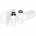 Mexen G05 termostatinis komplektas kampinis/tiesus su S dangteliu, Duplex, DN50, baltas - W908-958-910-20