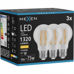 Mexen Vintis 3x LED siūlo lemputė E27, A60, 10W, &Scaron;ilta - 2700K, 1320 lm, skaidri - L150-E27-1027-00x03