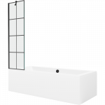 Mexen Cube stačiakampė vonia 180 x 80 cm su apdaila ir 1-durio užtvaru 50 cm, juodas ra&scaron;tas - 550518080X9505007077