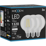 Mexen Vintis 3x LED filamento lempa E27, G95, 10W, Neutrali - 4000K, 1320 lm, skaidri - L157-E27-1040-00x03