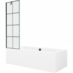 Mexen Cube stačiakampė vonia 180 x 80 cm su apdaila ir vieno sparno ekranas 60 cm, juodas ra&scaron;tas - 550518080X9506007077