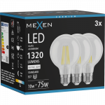 Mexen Vintis 3x kaitinamasis LED E27 lemputė, G80, 10W, Neutrali - 4000K, 1320 lm, skaidri - L155-E27-1040-00x03