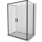Mexen Exo-3S Trimisienis du&scaron;o kabinas su stumdomomis durimis 130 x 70 cm, permatomas, juodas - 8152-130-070-70-00-3S