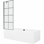 Mexen Cube stačiakampė vonia 180 x 80 cm su apdaila ir vienos dalies pertvara 70 cm, juodas ra&scaron;tas - 550518080X9507007077