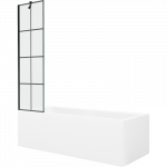 Mexen Cubik stačiakampė vonia 150 x 70 cm su apdaila ir vieno sparno užsklanda 50 cm, juodas ra&scaron;tas - 550315070X9505007077