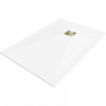 Mexen Stone+ kompozitinis kvadratinis du&scaron;o padėklas 120 x 100 cm, baltas, auksinė maskuotė - 44101012-G