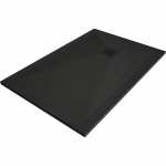 Mexen Stone+ stačiakampė kompozicinė du&scaron;o padėklas 140 x 90 cm, juoda, juodas dangtelis - 44709014-B