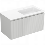 Mexen Rivel Vonios spintelė 90 cm su kriaukle Otis de&scaron;inė, 1S, 1D, griovelinė, pilka matinė/balta matinė - 91A23-09047-3-BBFF62-
