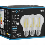 Mexen Vintis 3x LED siūlelio lemputė E27, A60, 10W, &Scaron;alta - 6500K, 1320 lm, skaidri - L150-E27-1065-00x03